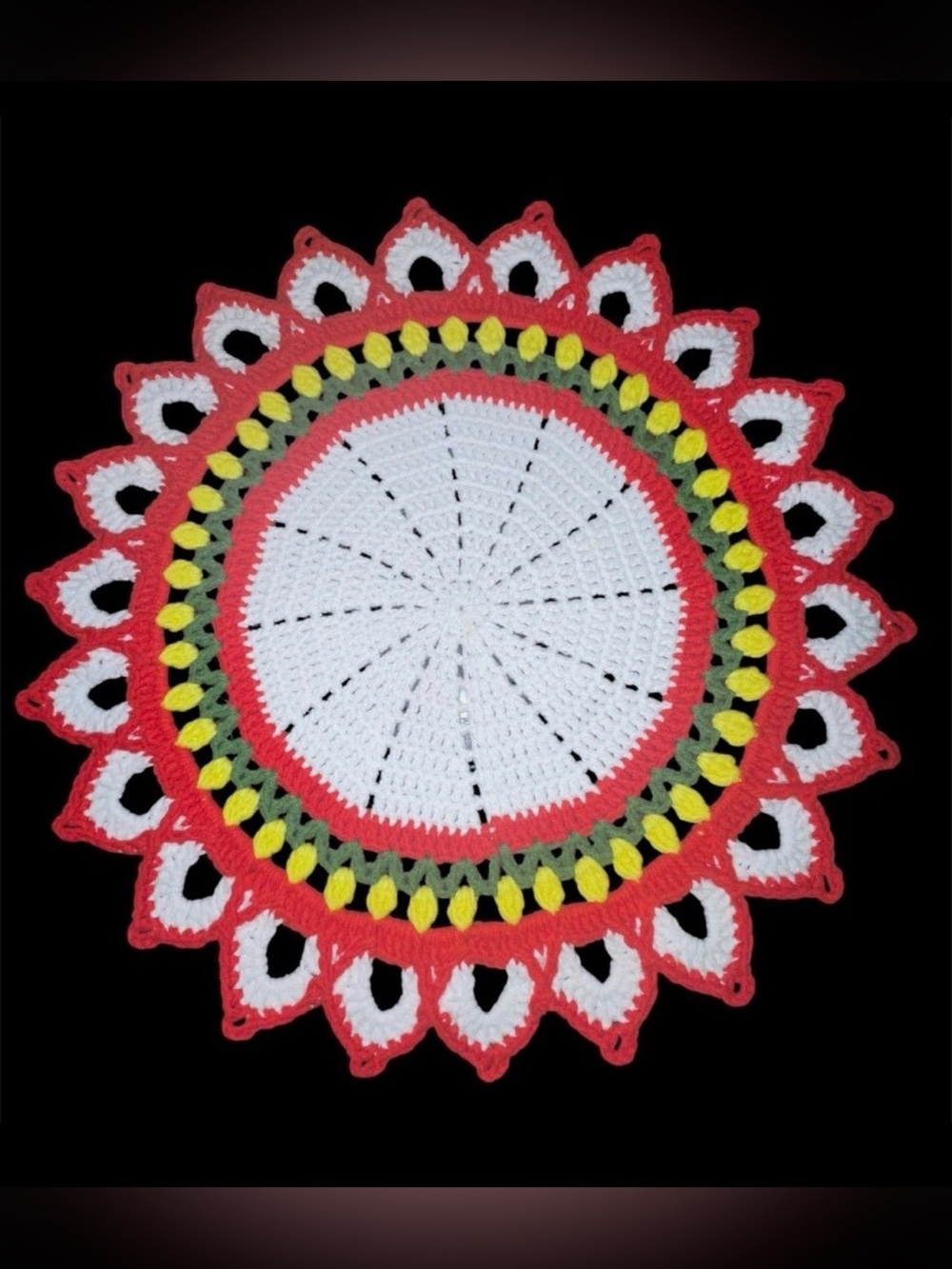 Set of 5 Handmade Crochet tulip placemats Dollie’s and centerpiece